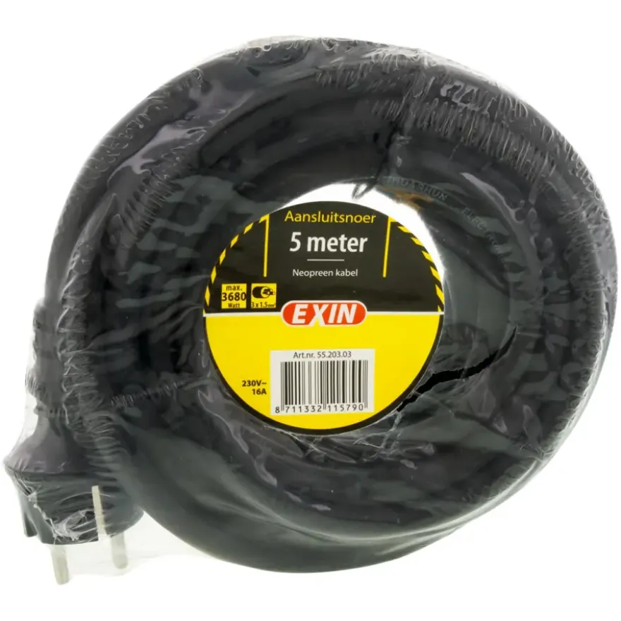 Aansluitsnoer 3x1.5mm² Neopreen 5 Meter Zwart