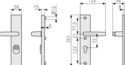 Abus veiligheidsbeslag LSZS 72 mm F1 met doorlopende deurkruk SKG***