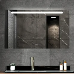 Atlantic badkamerspiegel Delon met verlichting rechthoek 60 x 100 cm chroom