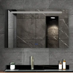 Atlantic badkamerspiegel Delon met verlichting rechthoek 60 x 100 cm chroom