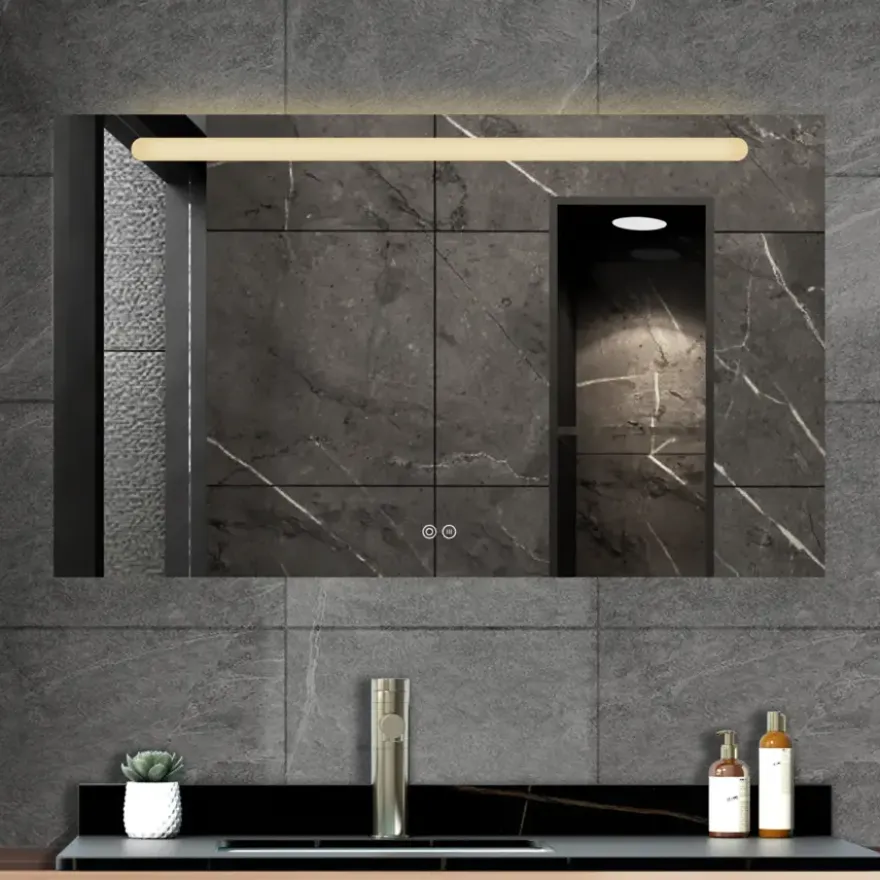 Atlantic badkamerspiegel Delon met verlichting rechthoek 60 x 100 cm chroom