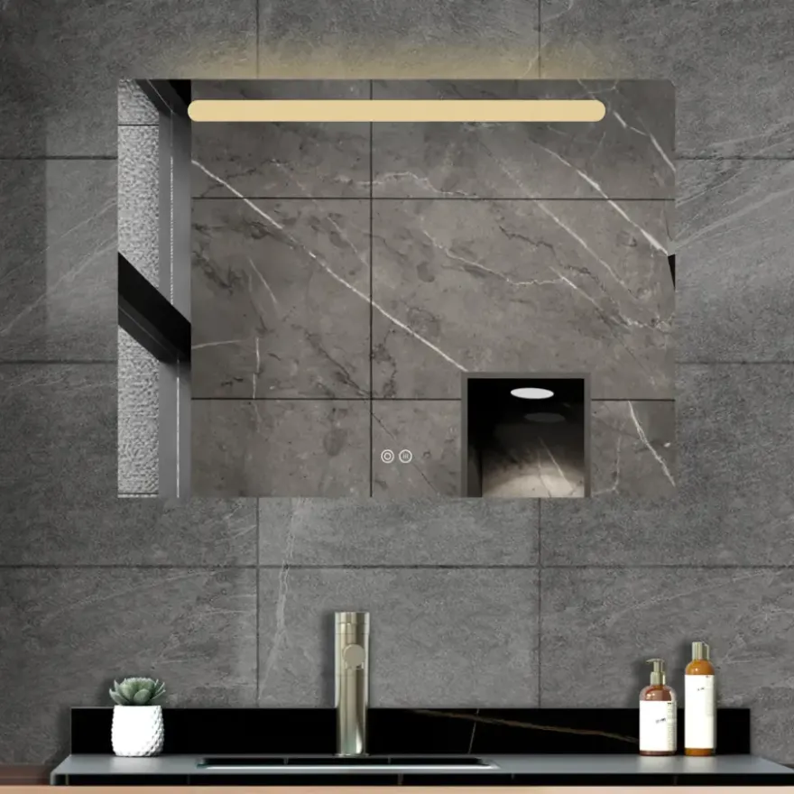 Atlantic badkamerspiegel Delon met verlichting rechthoek 60 x 80 cm chroom