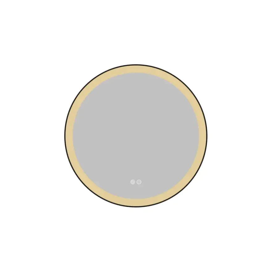 Atlantic badkamerspiegel Janessa met verlichting rond ø 60 cm chroom - met zwarte aluminium rand
