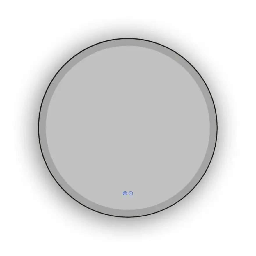 Atlantic badkamerspiegel Janessa met verlichting rond ø 80 cm chroom - met zwarte aluminium rand