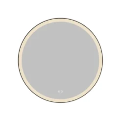 Atlantic badkamerspiegel Janessa met verlichting rond ø 80 cm chroom - met zwarte aluminium rand