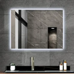 Atlantic badkamerspiegel Maeva met verlichting rechthoek 60 x 80 cm chroom