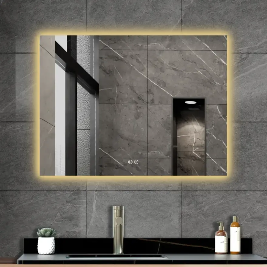 Atlantic badkamerspiegel Maeva met verlichting rechthoek 60 x 80 cm chroom