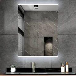 Atlantic badkamerspiegel Taylan met verlichting rechthoek 60 x 80 cm chroom