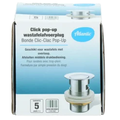 Atlantic Click pop-up wastafelafvoerplug Chroom