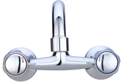 Atlantic keukenkraan Thomas 2-knops bovenuitloop chroom 15 cm
