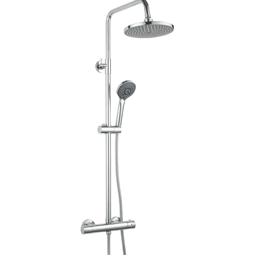 Atlantic regendoucheset Asher met handdouche 3 standen en thermostaatkraan chroom - hartafstand kraan 15 cm
