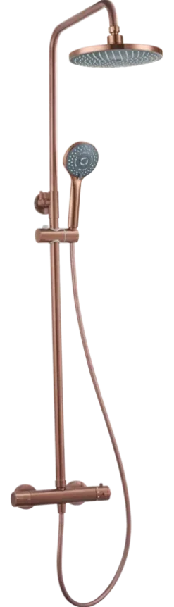 Atlantic regendoucheset Asher met handdouche 3 standen en thermostaatkraan koper - hartafstand kraan 15 cm