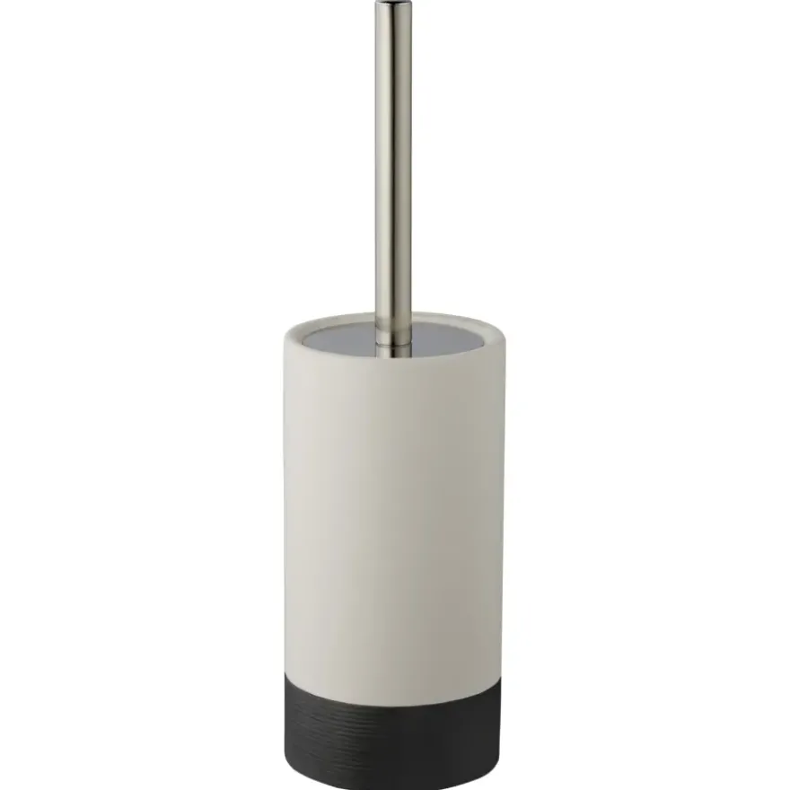 Atlantic toiletborstelgarnituur keramiek met ribbels Wit/Antraciet