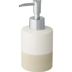 Atlantic zeepdispenser keramiek met ribbels Wit/Zand