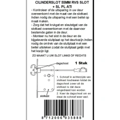 ATZ Insteekslot cilinderslot met RVS voorplaat Doorn 50mm PC 55mm