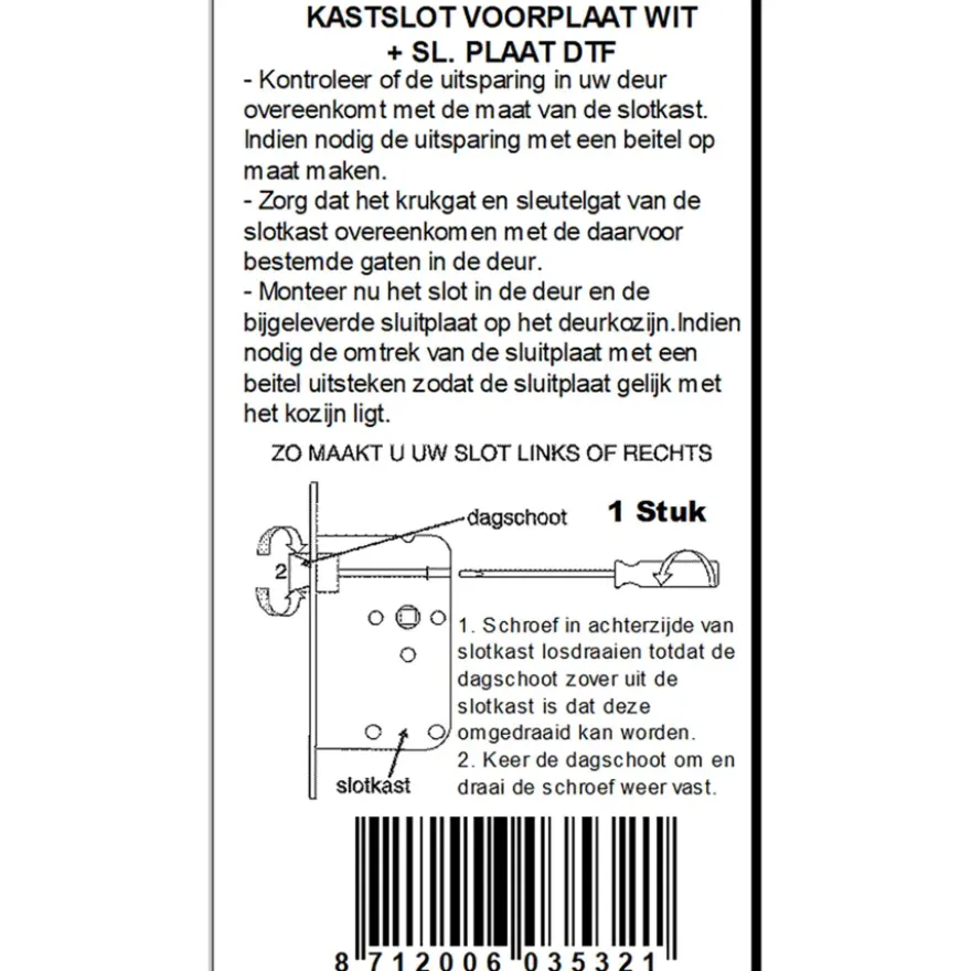 ATZ Insteekslot kastslot met witte voorplaat Doorn 50mm