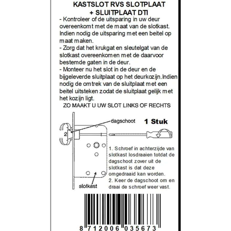 ATZ Insteekslot kastslot met RVS voorplaat Doorn 50mm
