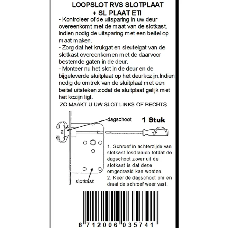 ATZ Insteekslot loopslot met RVS voorplaat Doorn 50mm