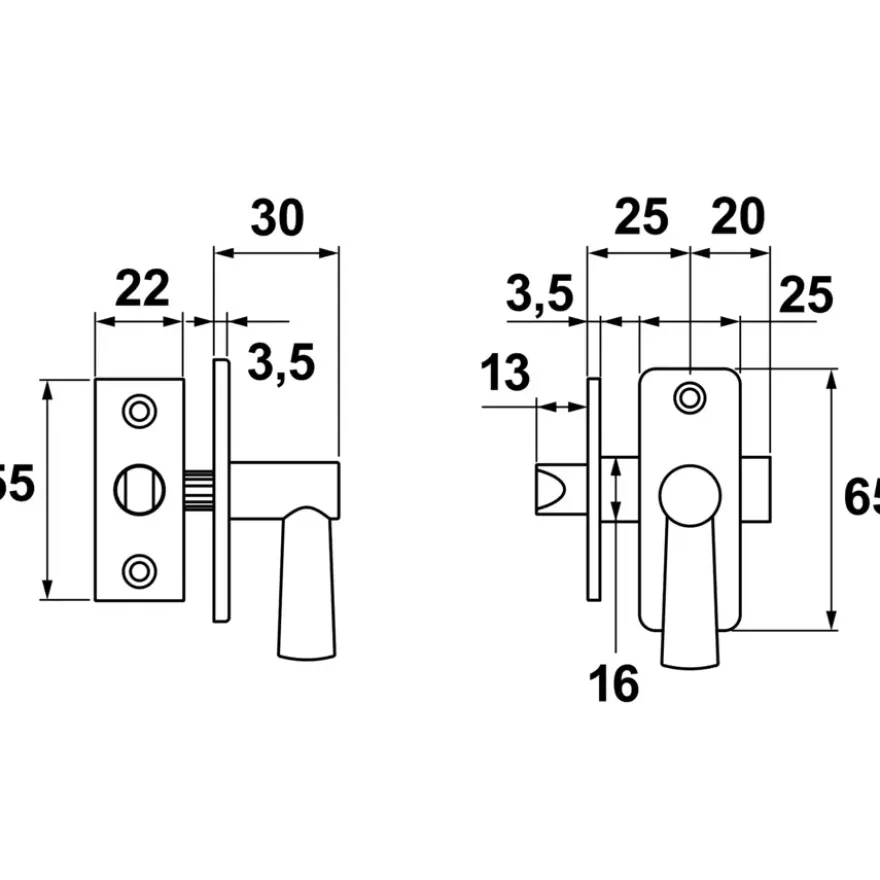 AXA inboorgrendel doornmaat 25mm zwart incl sluitplaat