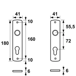 AXA langschild binnendeur aluminium kruk/cilinder 72 mm