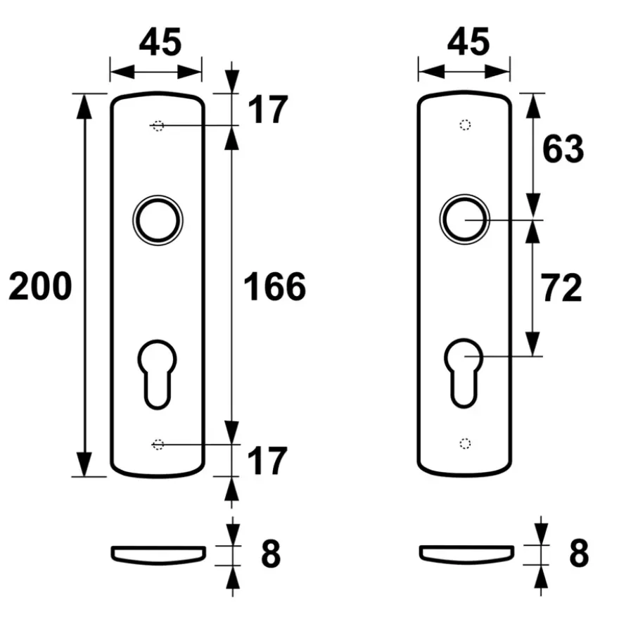AXA Langschild binnendeur voor cilinderslot 72 mm zwart