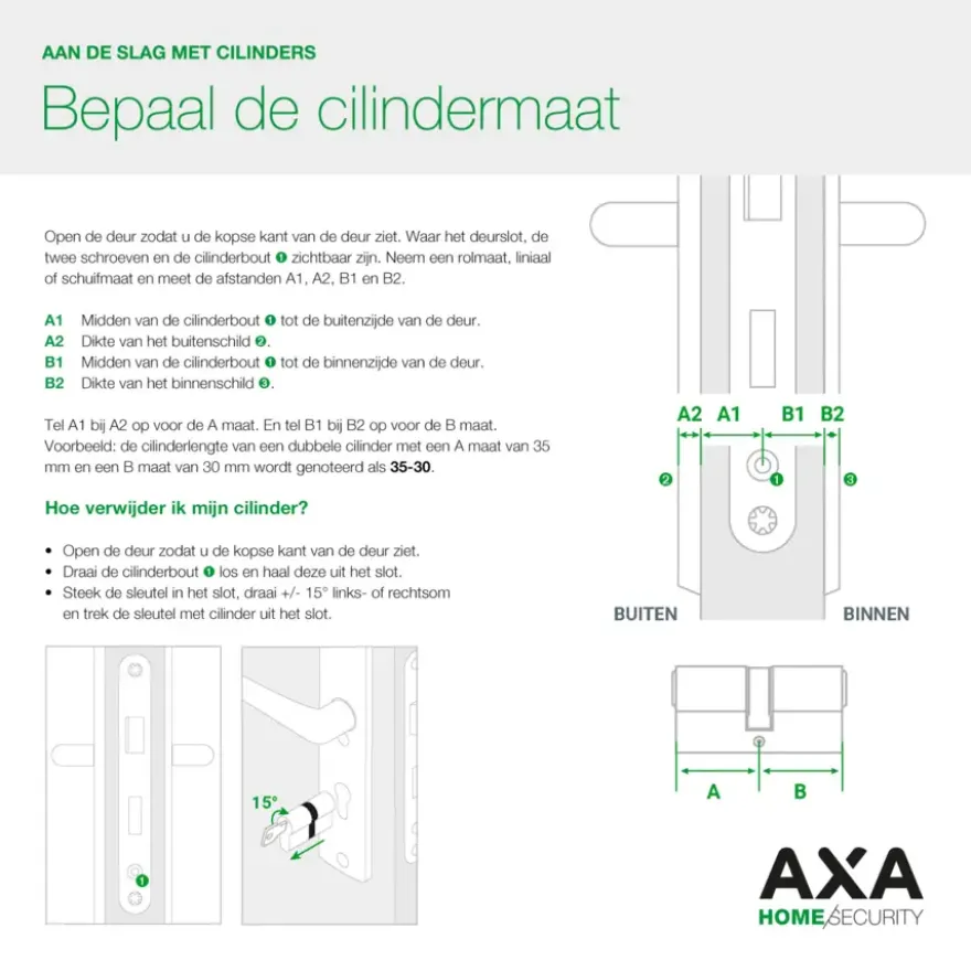 AXA profielcilinder knop 30-30mm