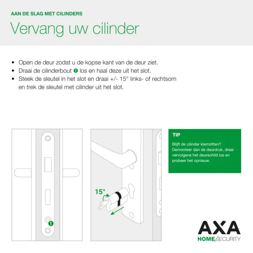 AXA profielcilinder knop 30-30mm