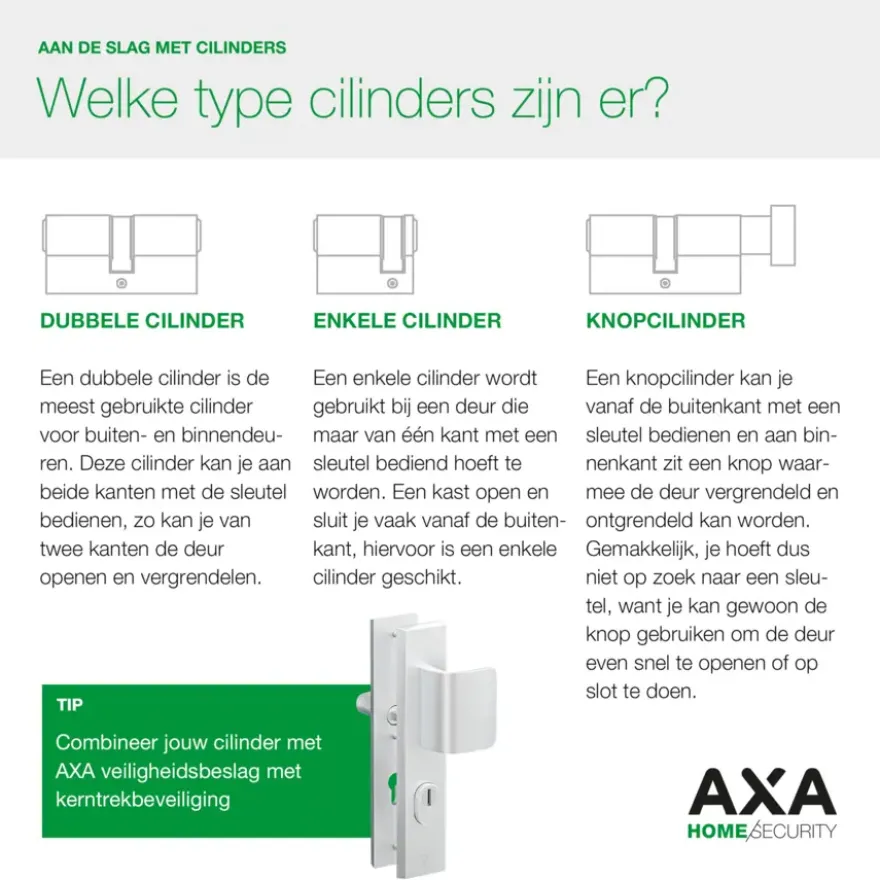 AXA profielcilinder knop 30-30mm