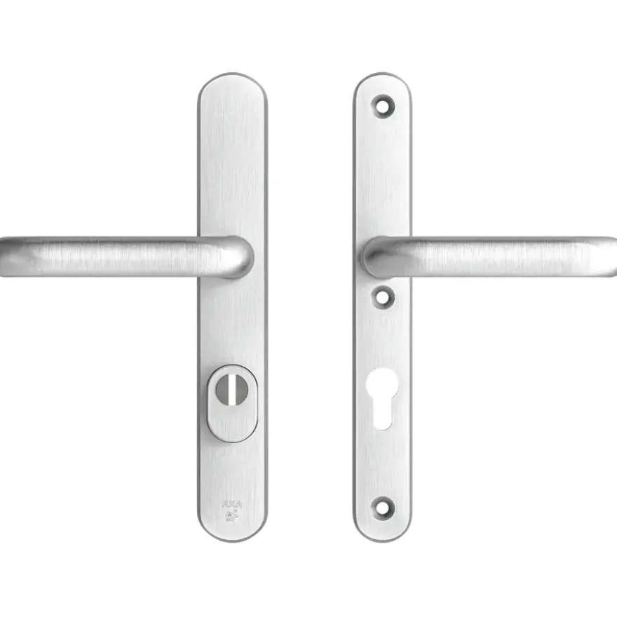 AXA veiligheidsbeslag Oval achterdeur aluminium smal schild met SKG 3-sterren 72 mm