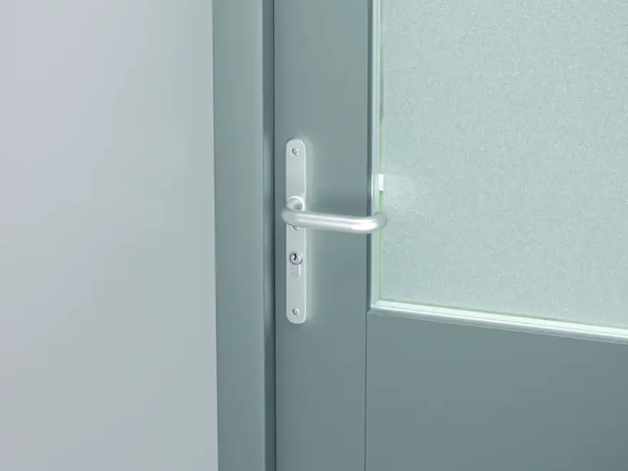 AXA veiligheidsbeslag Oval achterdeur aluminium smal schild met SKG 3-sterren 72 mm
