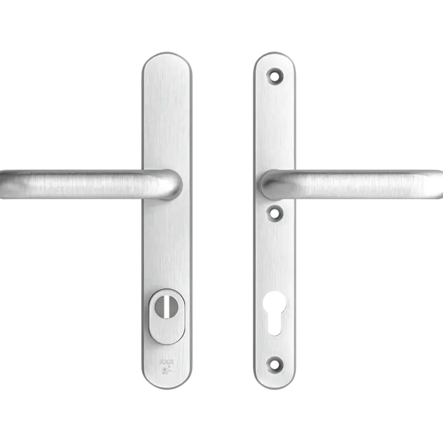 AXA veiligheidsbeslag Oval achterdeur aluminium smal schild met SKG 3-sterren 92 mm