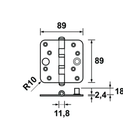 AXA Veiligheidsscharnier kogellager afgeronde hoeken SKG 3-sterren verzinkt 89x89 mm 3 stuks