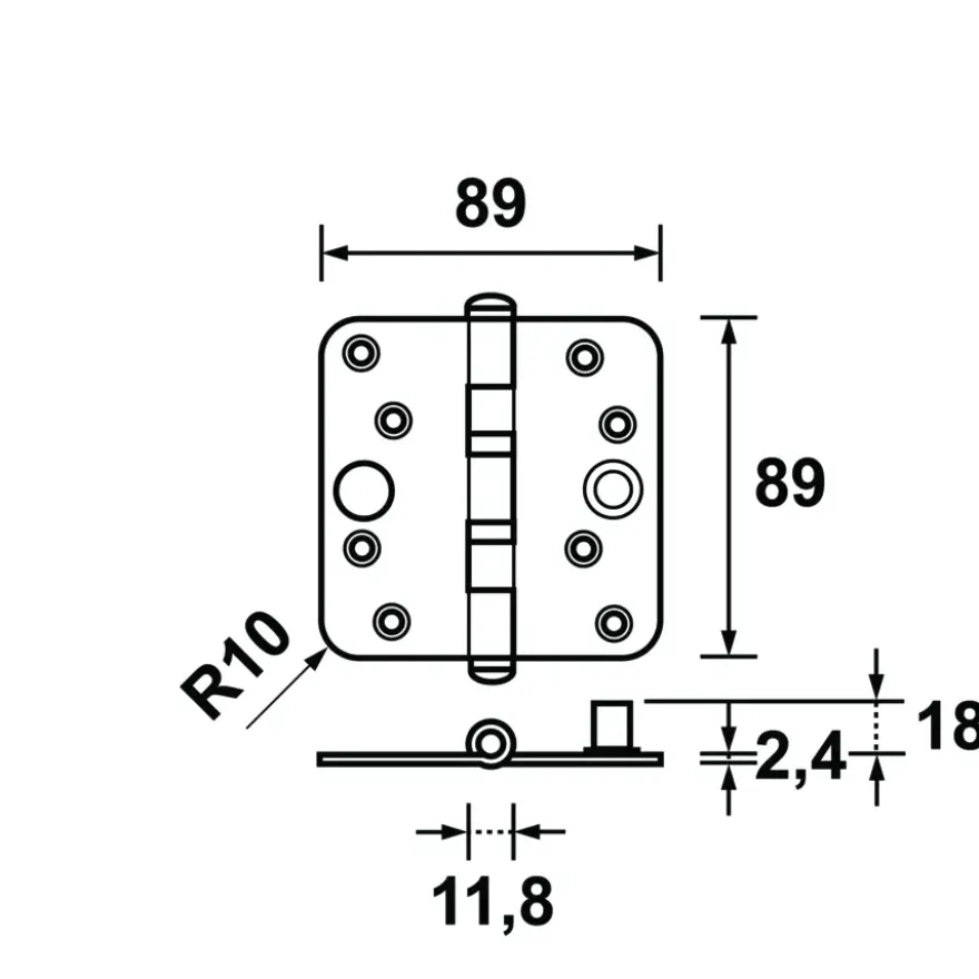 AXA Veiligheidsscharnier kogellager afgeronde hoeken SKG 3-sterren verzinkt 89x89 mm 3 stuks