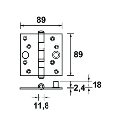 AXA veiligheidsscharnier kogellager SKG 3-sterren verzinkt 89x89 mm - 2 stuks