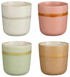 Beker groen beige roze wit - h8,5xd8cm - per stuk