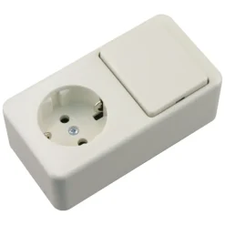Berker Opbouw Enkel Geaard Stopcontact met Schakelaar Wit