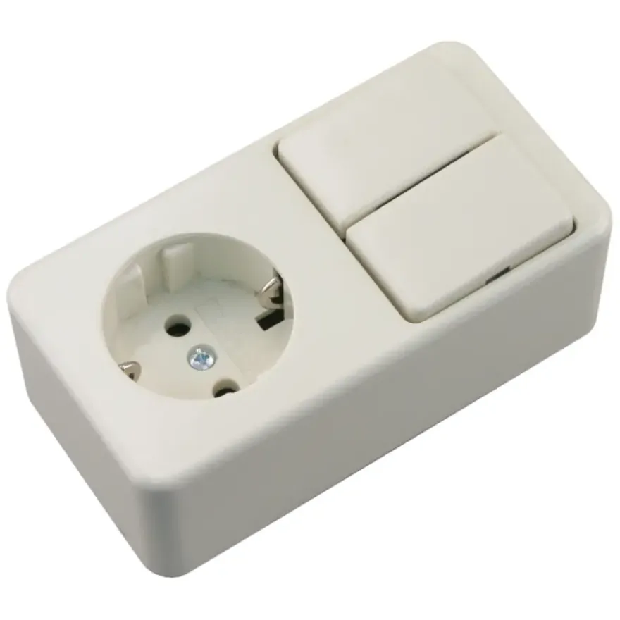 Berker Opbouw Enkel Geaard Stopcontact met Serieschakelaar Wit