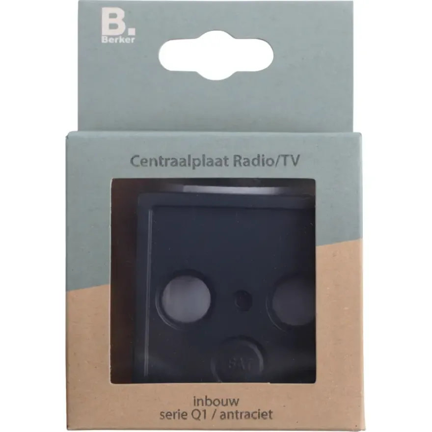 Berker Q1 Centraalplaat Radio/TV Antraciet