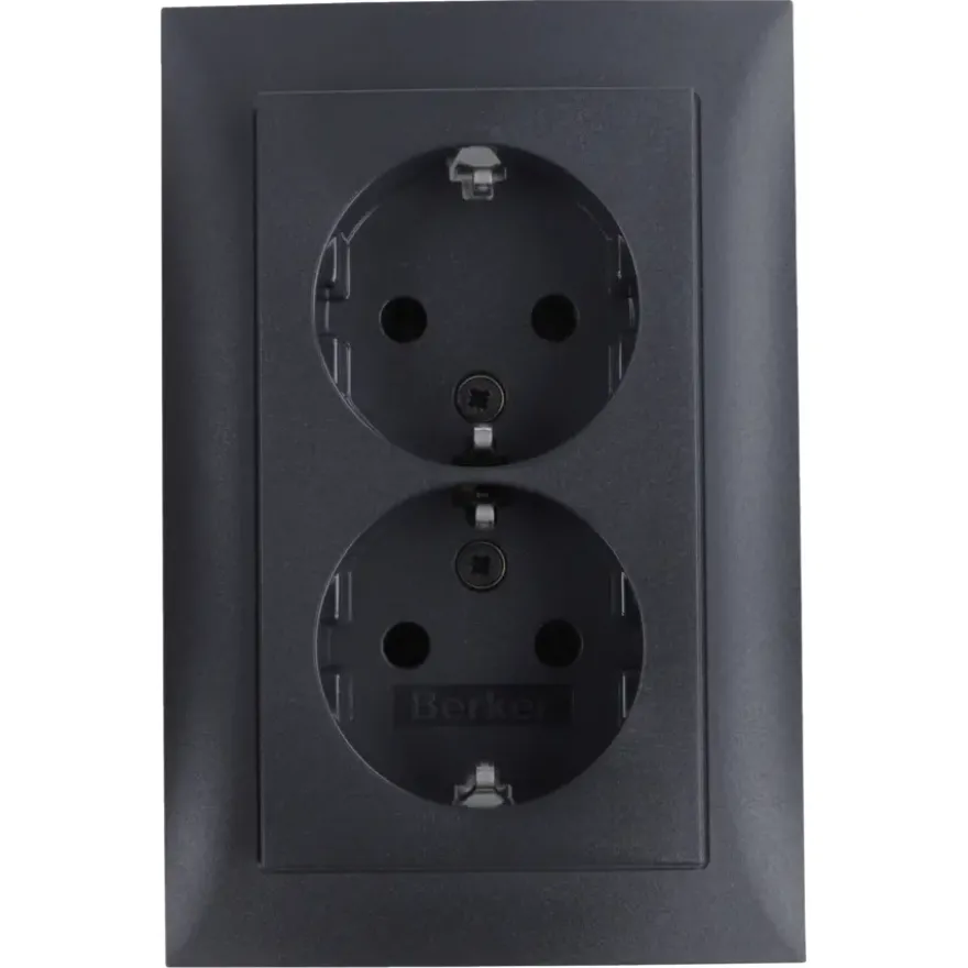 Berker S.1 Dubbel Geaard Stopcontact antraciet