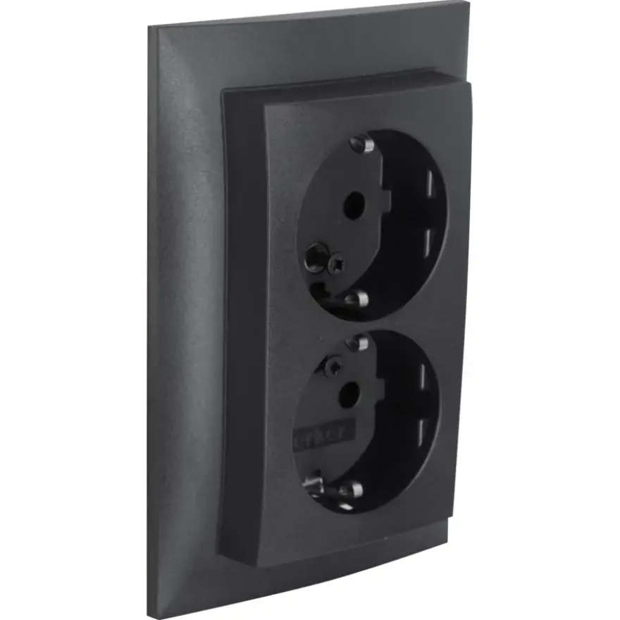 Berker S.1 Dubbel Geaard Stopcontact antraciet