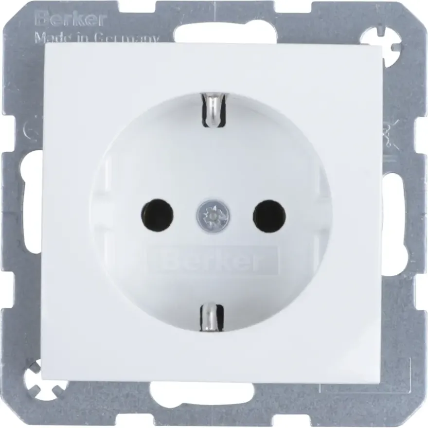Berker S.1 Enkel Geaard Stopcontact Wit