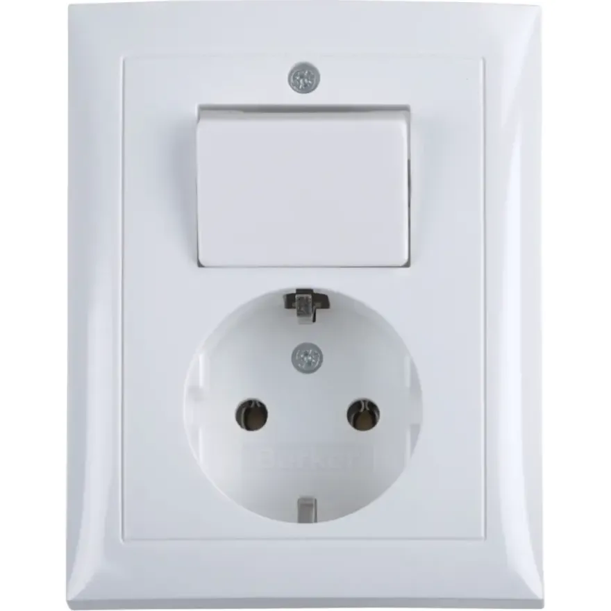 Berker S.1 Geaard Stopcontact met Wisselschakelaar Wit
