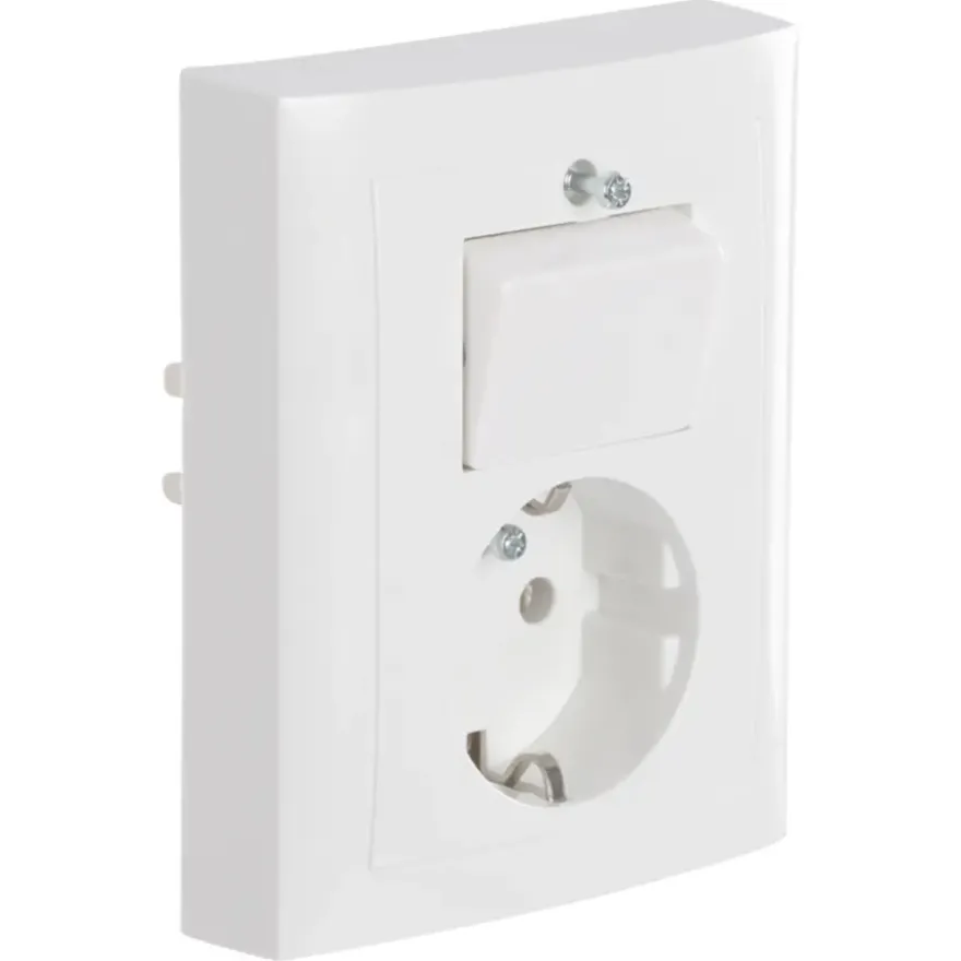 Berker S.1 Geaard Stopcontact met Wisselschakelaar Wit
