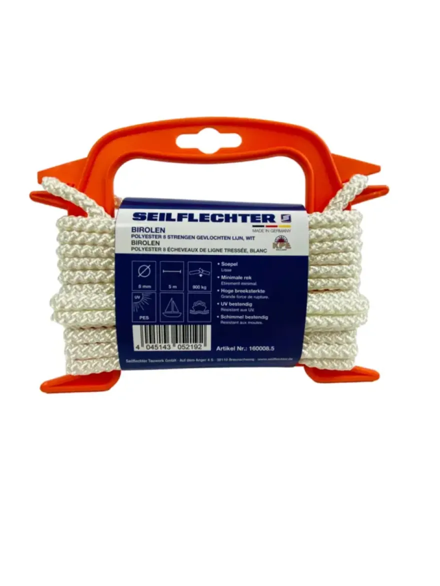 BIROLEN LIJN 8MM 8ST GEVL.POLY WIT 5MTR