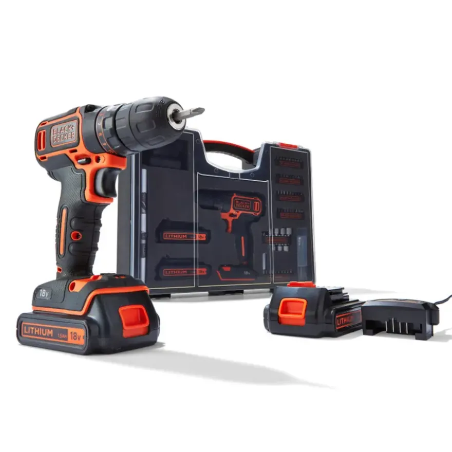 BLACK+DECKER accuboormachine BDC718AS2O-QW + 80-delige accessoireset