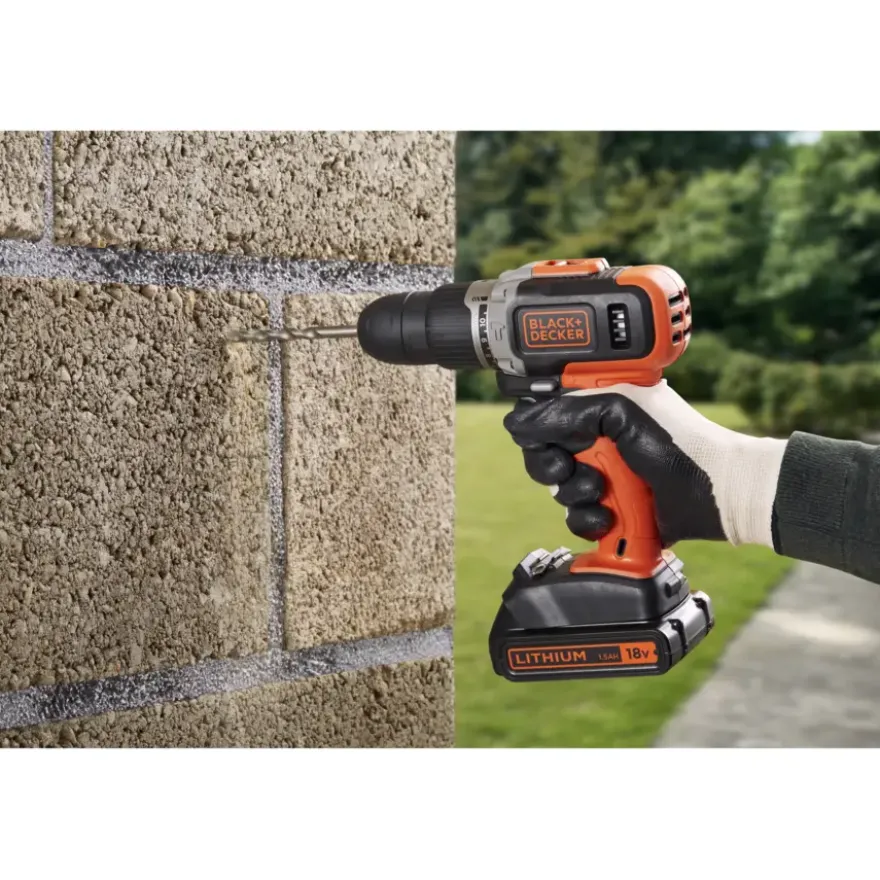 BLACK+DECKER 18V klopboor incl. 1.5Ah accu+lader
