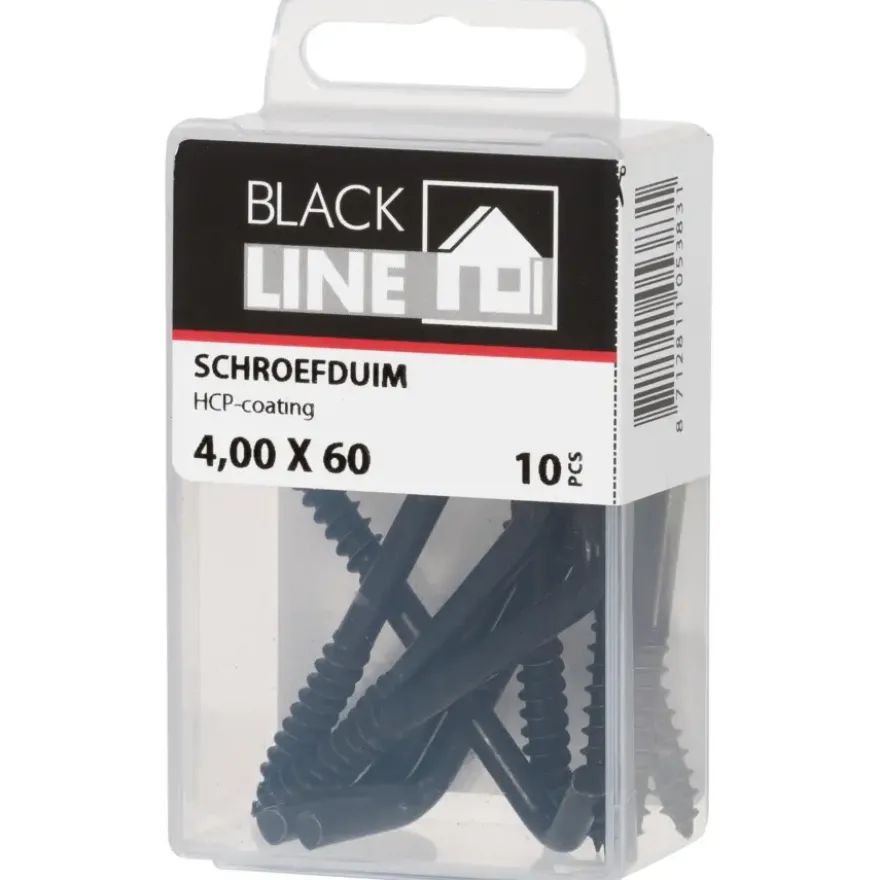 Blackline schroefduim zwart 4x60 mm 10 stuks