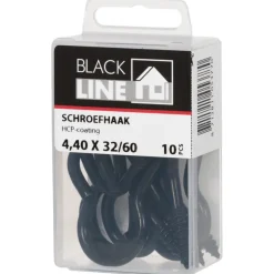 Blackline schroefhaak zwart 4.40x32/60 mm 10 stuks