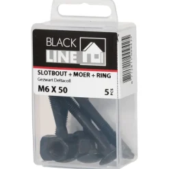 Blackline slotbout incl. moer en ring M6x50 5 stuks