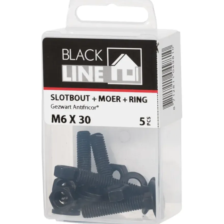 Blackline slotbout incl. moer en ring M6x30 5 stuks
